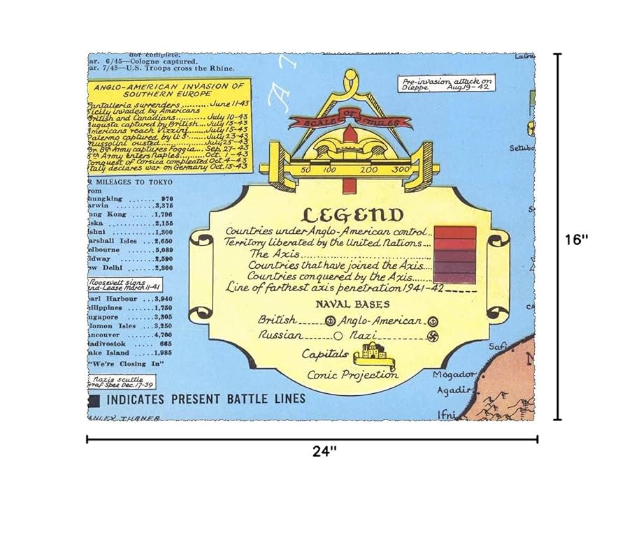 Amazon.com: Historic Pictoric World War II map. by Stanley